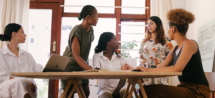 A group of young women gather as they plan a Startup Business -  pexels-rfstudio-3810753